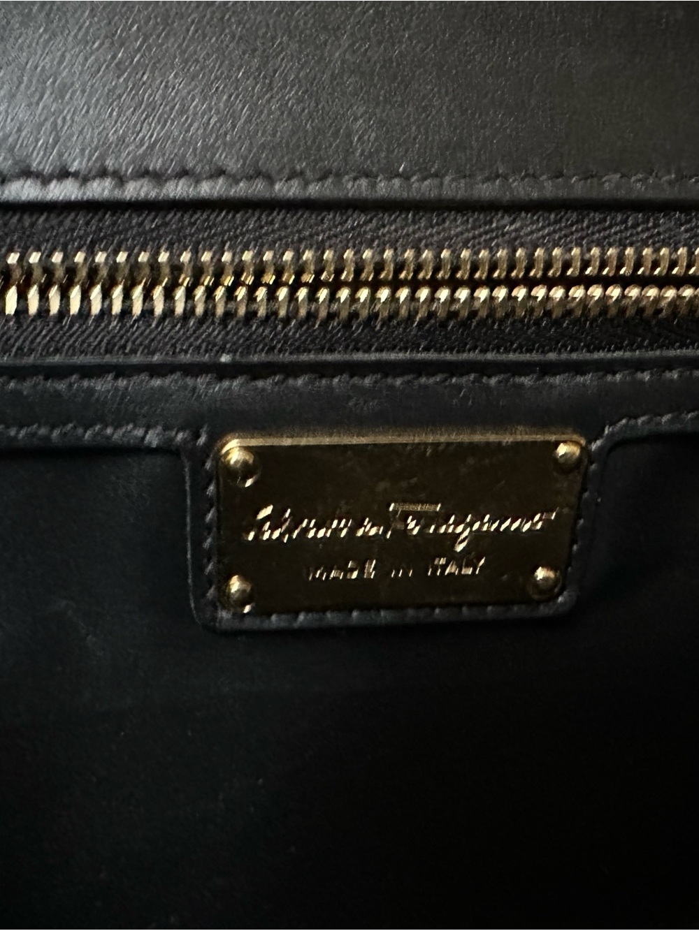 Salvatore Ferragamo Leather Shoulder Bag with Gold Chain - Picture 7 of 9